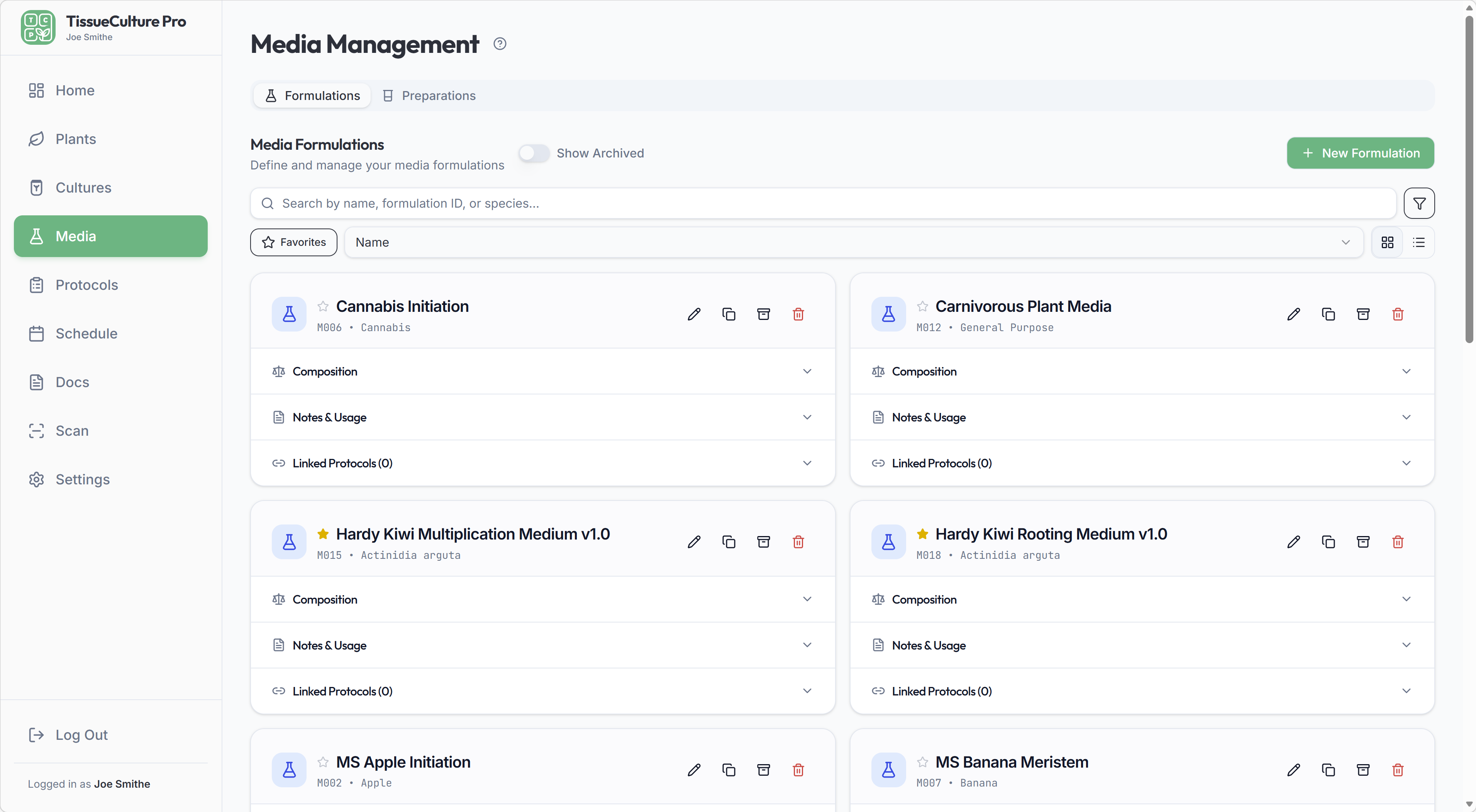 Media formulation management