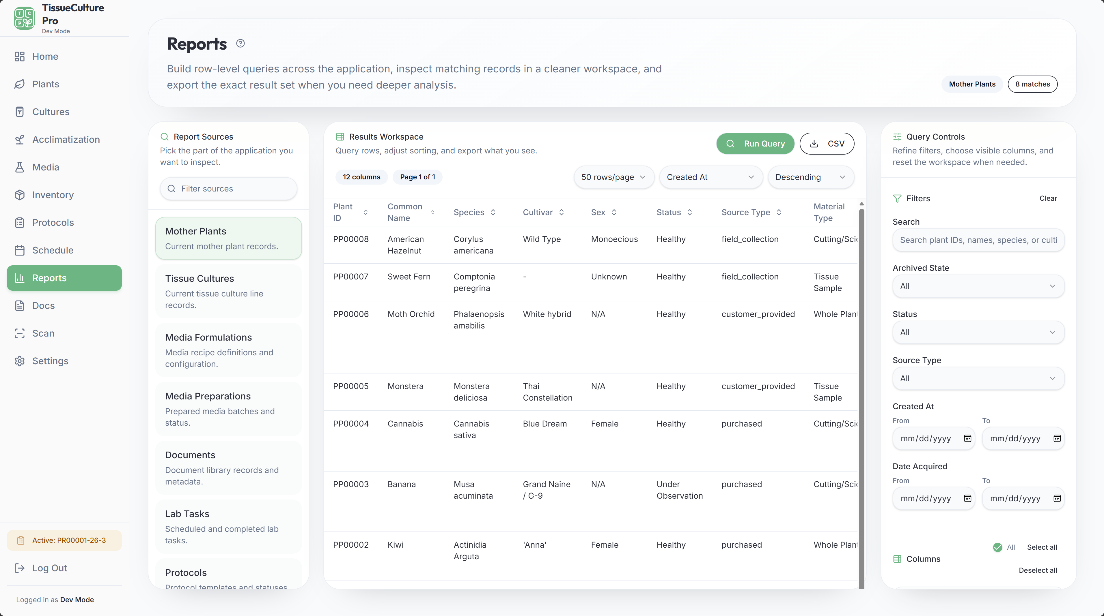 Report builder and analytics workspace